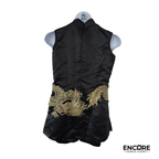 Black Satin Dragon Appliqué Character Costume  dress