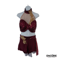Wine Sequin & Gold Appliqué Halter with Ombré Skirt  two piece