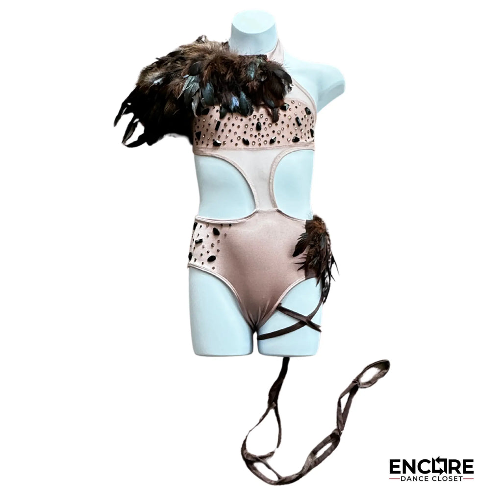 Tribal Woods-Themed Costume with Feathers  leotard