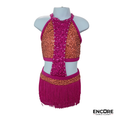 Coral and Pink Fringe Jazz Costume with Sequin Panels  dress