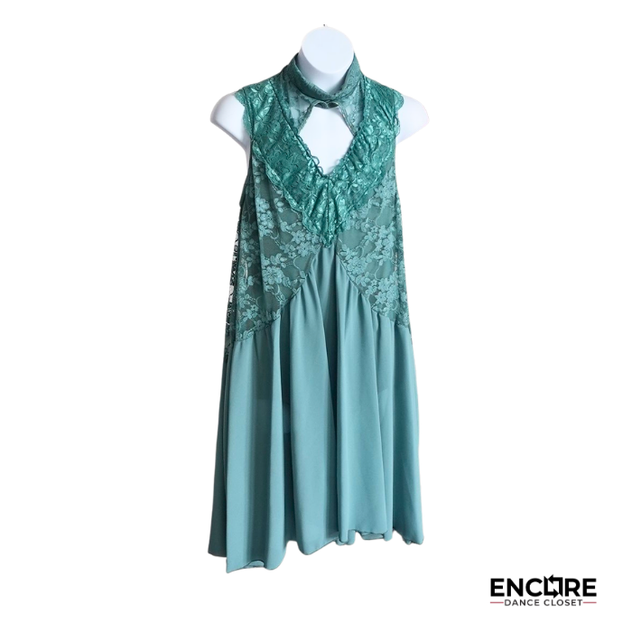 Sage Green Lace Lyrical Dress with Open Back Detail  dress