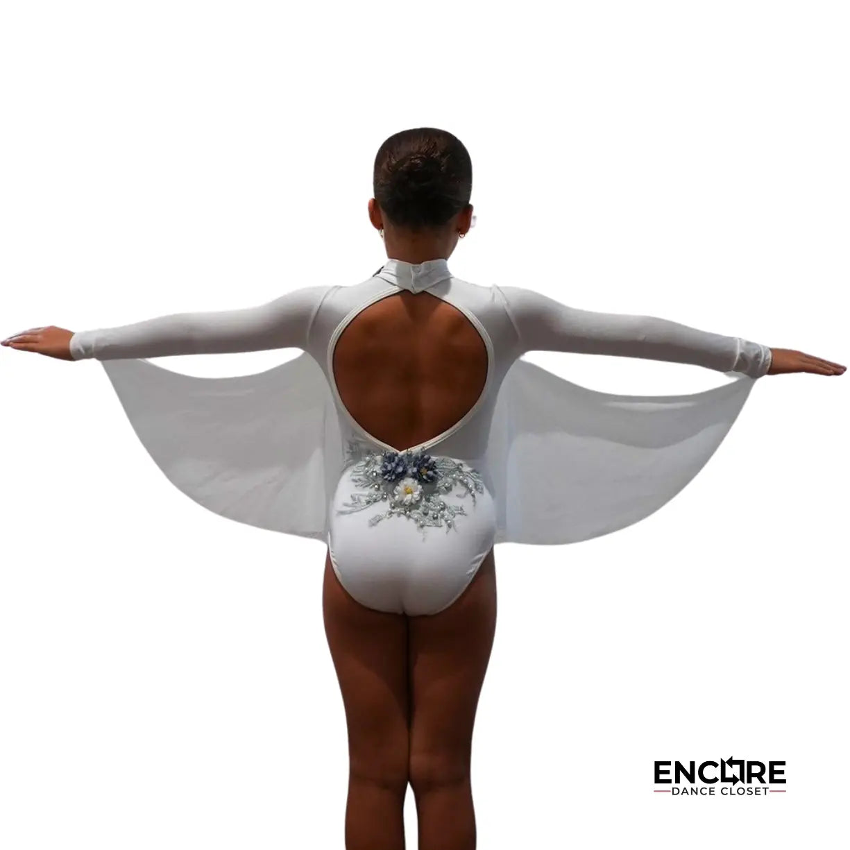 White Leotard with Sage Appliqué  leotard