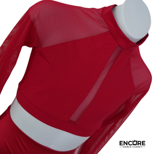 Red Mesh Contemporary Two-Piece Costume  two piece