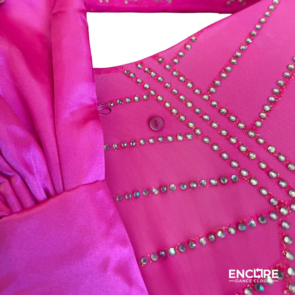 Hot Pink Mesh Leotard with Removable Satin Bow  leotard