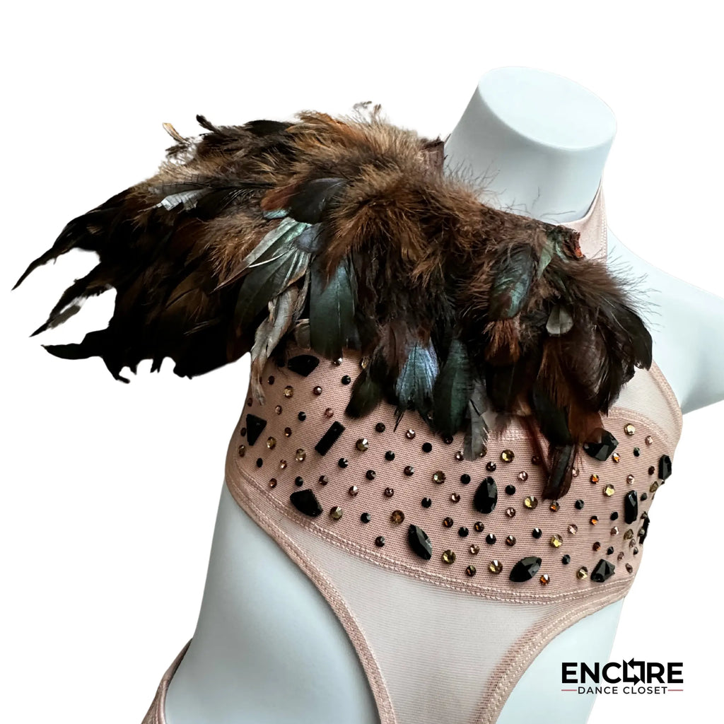 Tribal Woods-Themed Costume with Feathers  leotard