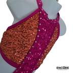 Coral and Pink Fringe Jazz Costume with Sequin Panels  dress