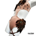 Tribal Woods-Themed Costume with Feathers  leotard