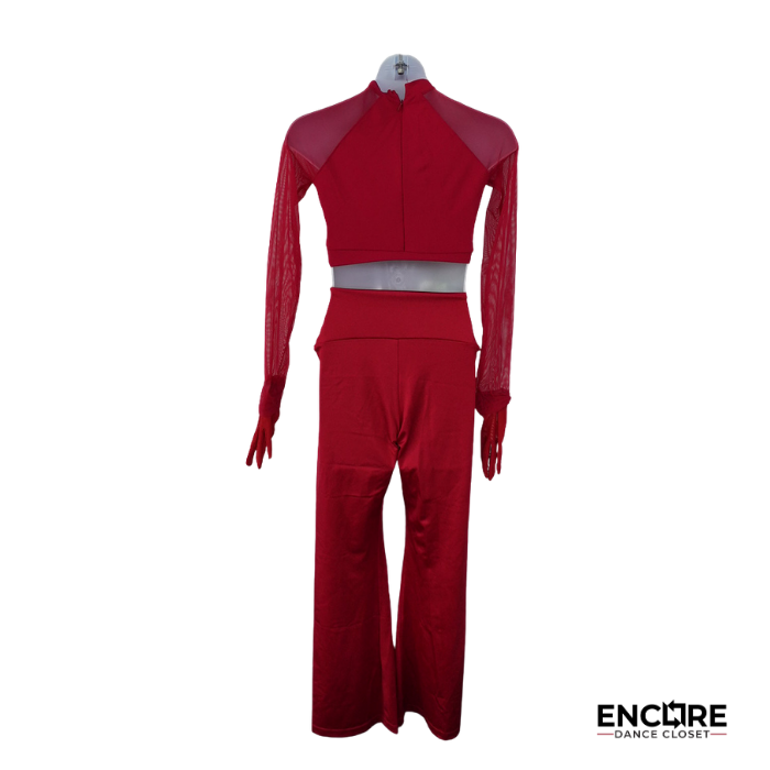Red Mesh Contemporary Two-Piece Costume  two piece