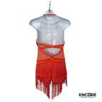 Lustre Fringe Coral Halter Dress  leotard