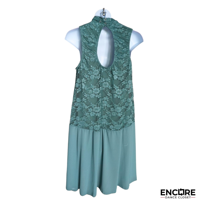 Sage Green Lace Lyrical Dress with Open Back Detail  dress