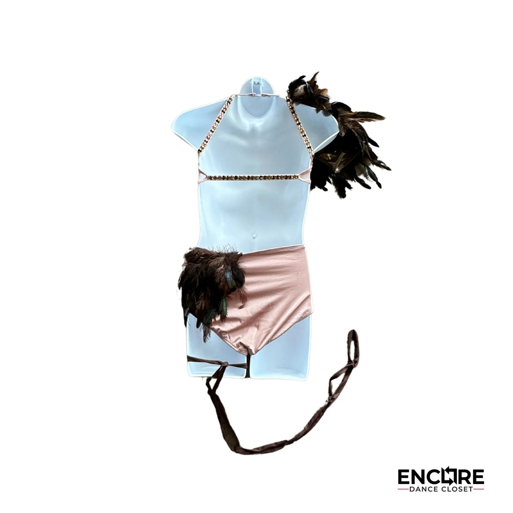 Tribal Woods-Themed Costume with Feathers  leotard