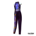 Bold Purple and Snake Print Mock Neck Unitard  unitard