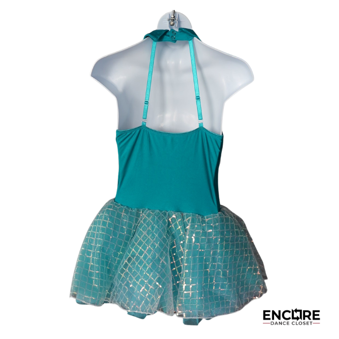 Teal Sequin Halter Jazz Tutu  dress