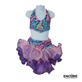 Multicolor Sequin Dance Costume with Purple Tulle Skirt  two piece