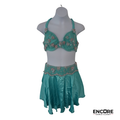 Seafoam Beaded Floral Bra & Skirt Two-Piece  two piece