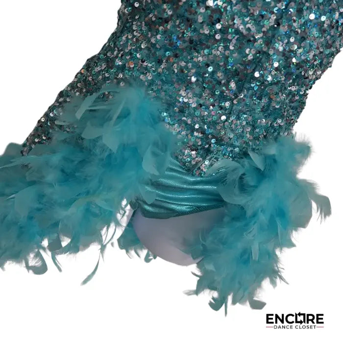 Teal Feather Diva  leotard