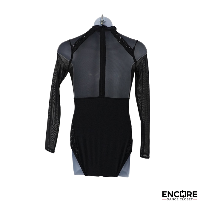 Black Sequin Long-Sleeve Leotard  leotard