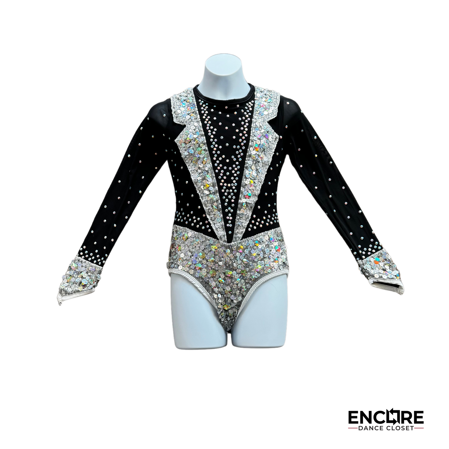 Tuxedo-Inspired Silver and Black Leotard