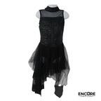 Black Mesh Asymmetrical Contemporary Dress  leotard
