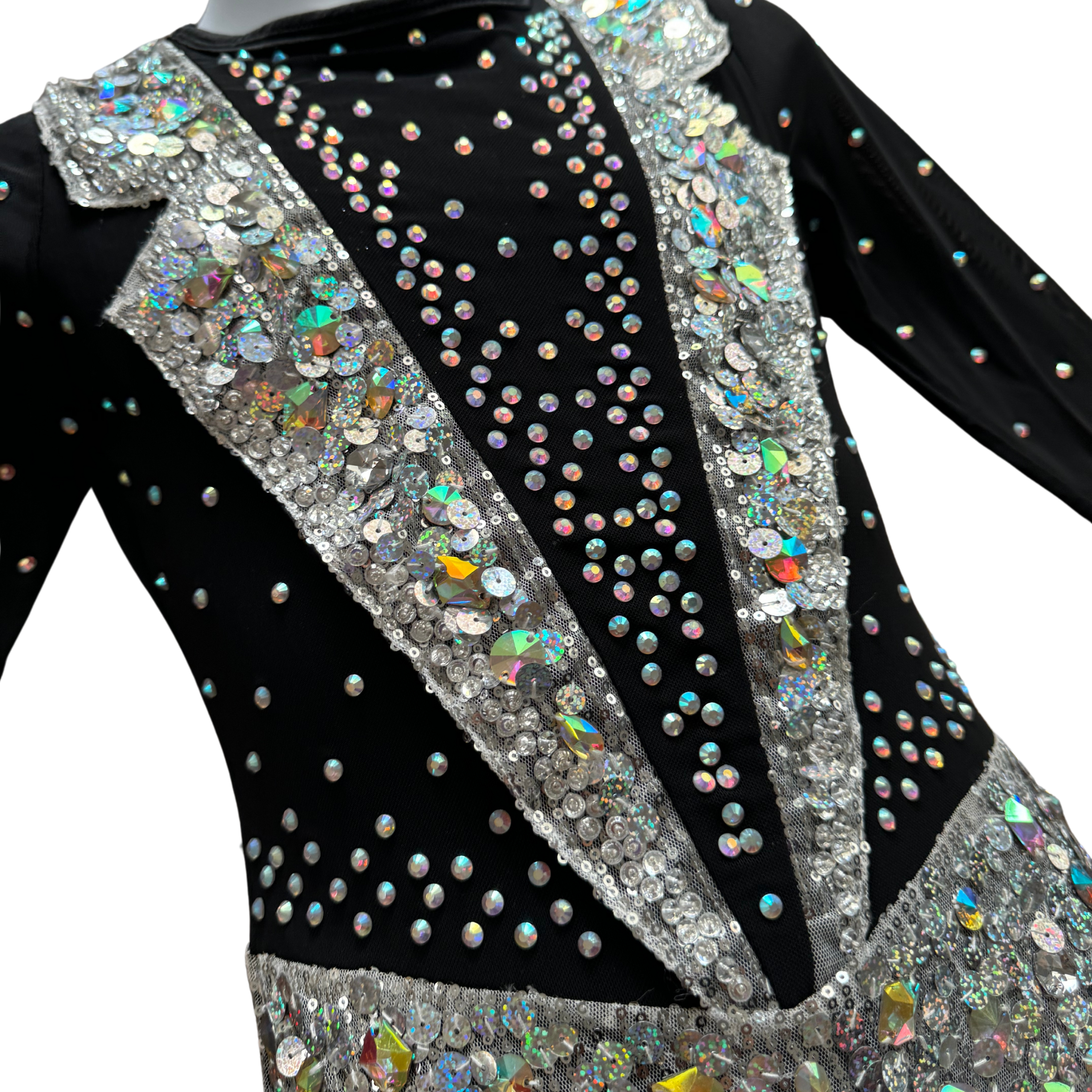 Tuxedo-Inspired Silver and Black Leotard - Encore Dance Closet