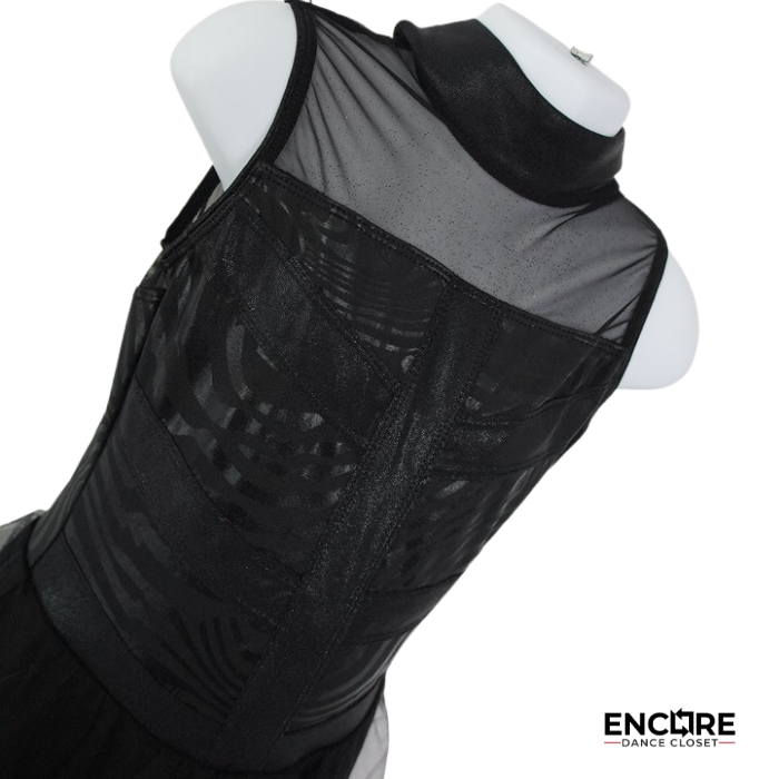 Black Mesh Asymmetrical Contemporary Dress  leotard