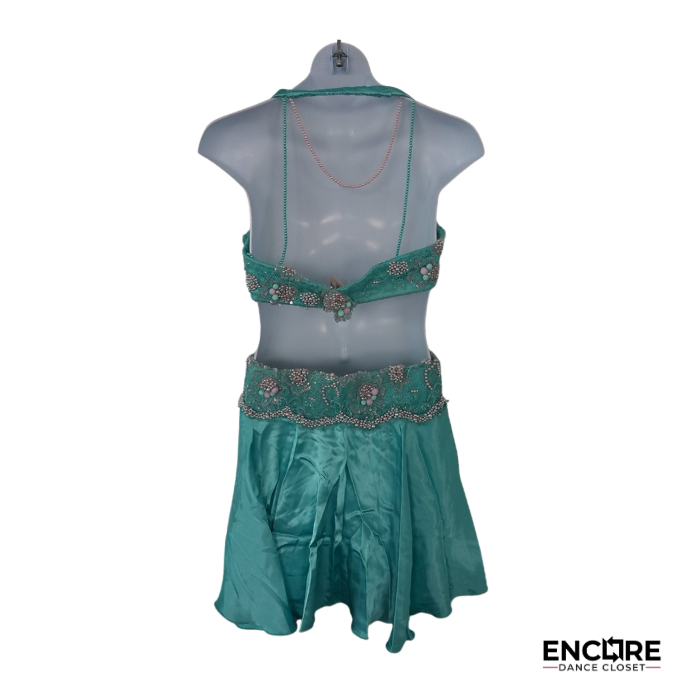 Seafoam Beaded Floral Bra & Skirt Two-Piece  two piece