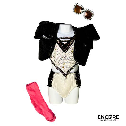 Edgy White and Black Hip-Hop Costume