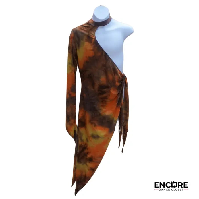 Asymmetrical Tie-Dye Lycra Wrap with One Shoulder  dress