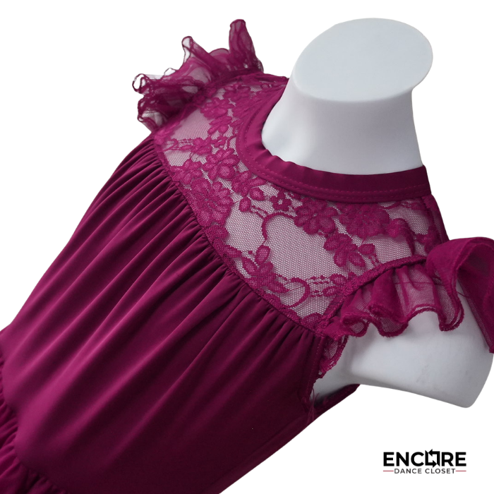 Raspberry Lace Lyrical Dress with Ruffle Sleeves  dress