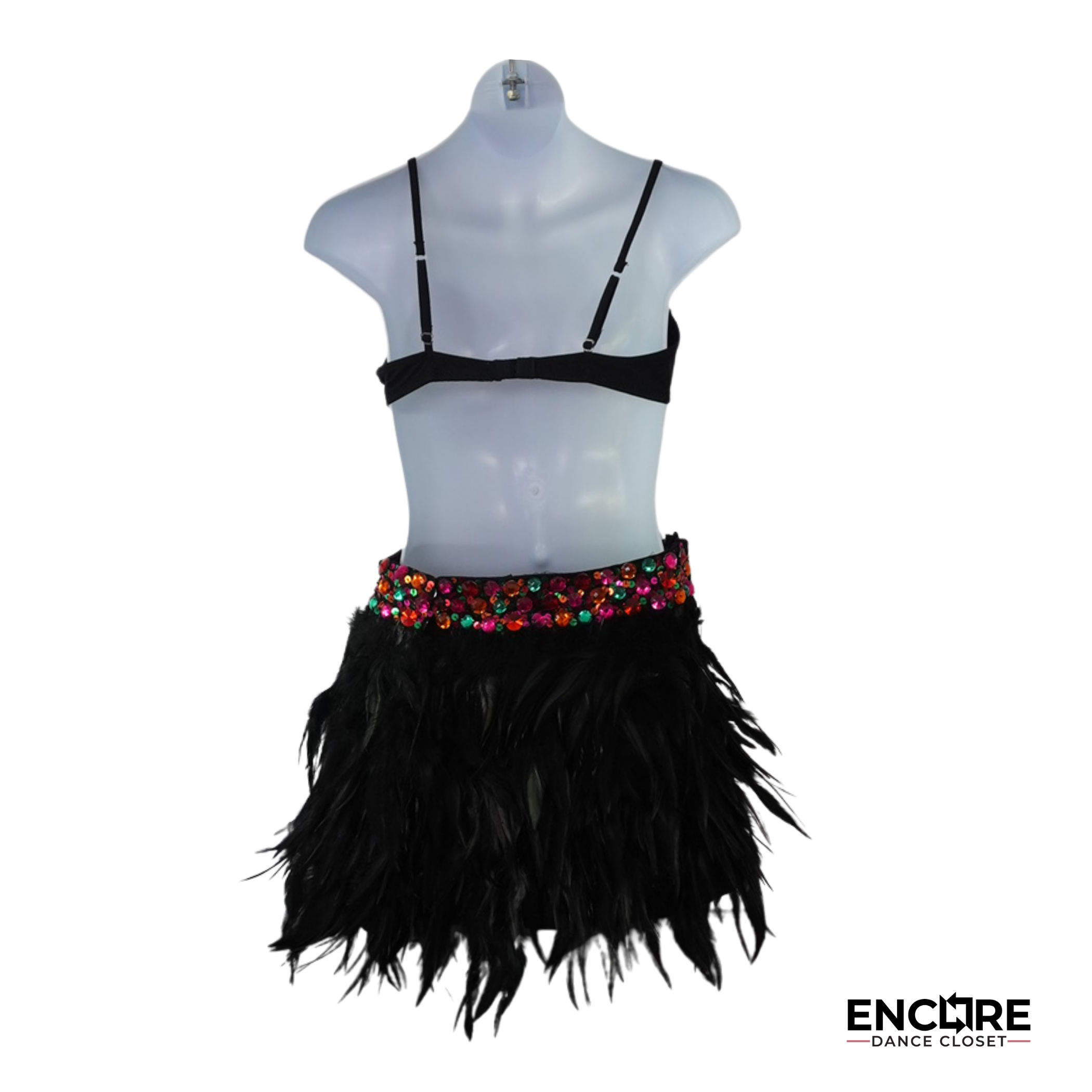 Multicolor Sequin Feather Jazz Costume  two piece
