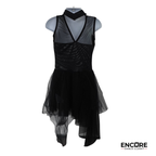 Black Mesh Asymmetrical Contemporary Dress  leotard