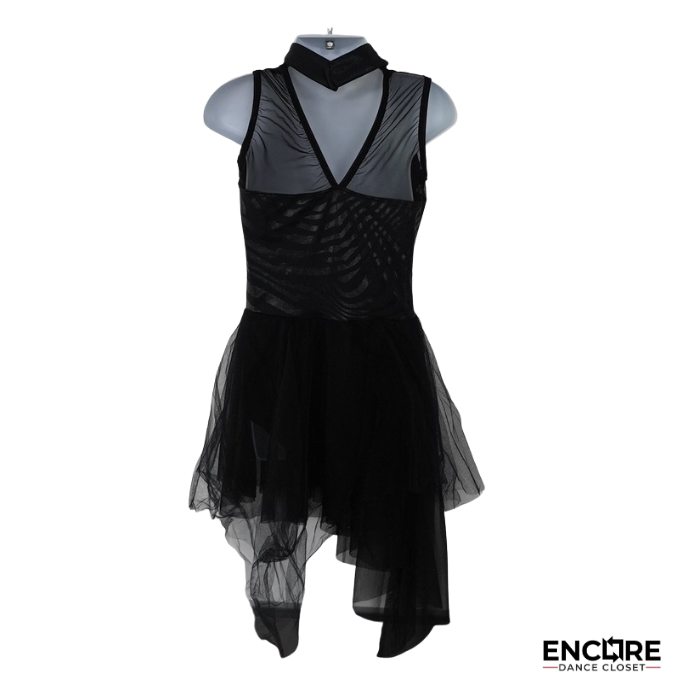 Black Mesh Asymmetrical Contemporary Dress  leotard