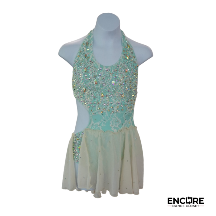 Mint Green Rhinestone Lyrical Dress with Chiffon Skirt  dress