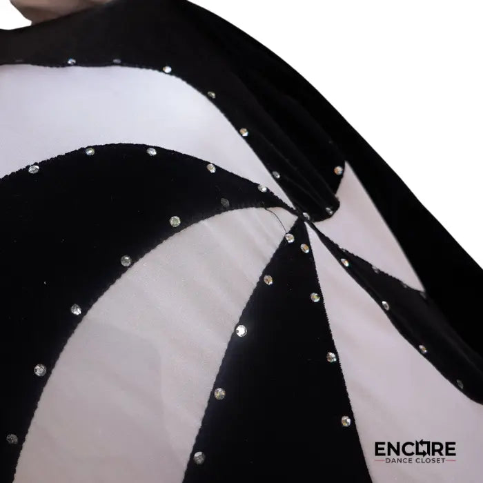 Black Velvet and White Lycra Swirl Unitard with Hood  unitard