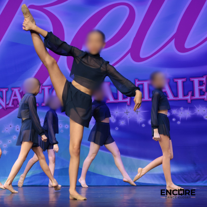 Navy Sheer Long-Sleeve Contemporary Two-Piece  two piece