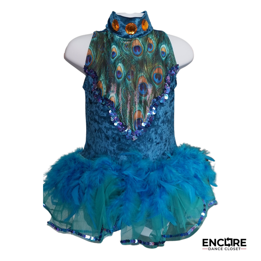 Peacock-Inspired Teal Velvet Costume