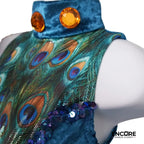 Peacock-Inspired Teal Velvet Costume  dress