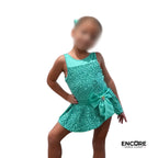 Turquoise Sequined Biketard with Bow  biketard
