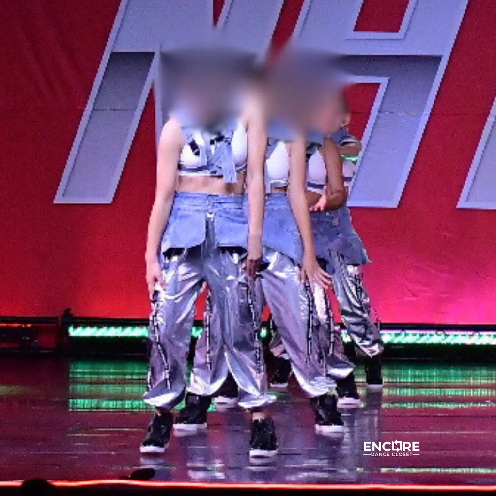 Silver Hip Hop Pants with Denim Details  pants