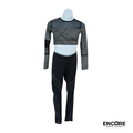 Black Contemporary Dance Set with Mesh Crop Top and Leggings  two piece
