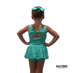Turquoise Sequined Biketard with Bow  biketard