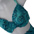 Teal Ombré Beaded Two-Piece with Sunset Skirt  two piece
