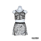 Black & White Newspaper Print  two piece