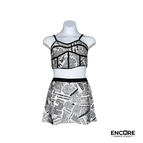 Black & White Newspaper Print  two piece
