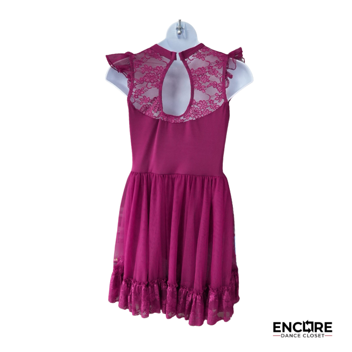 Raspberry Lace Lyrical Dress with Ruffle Sleeves  dress