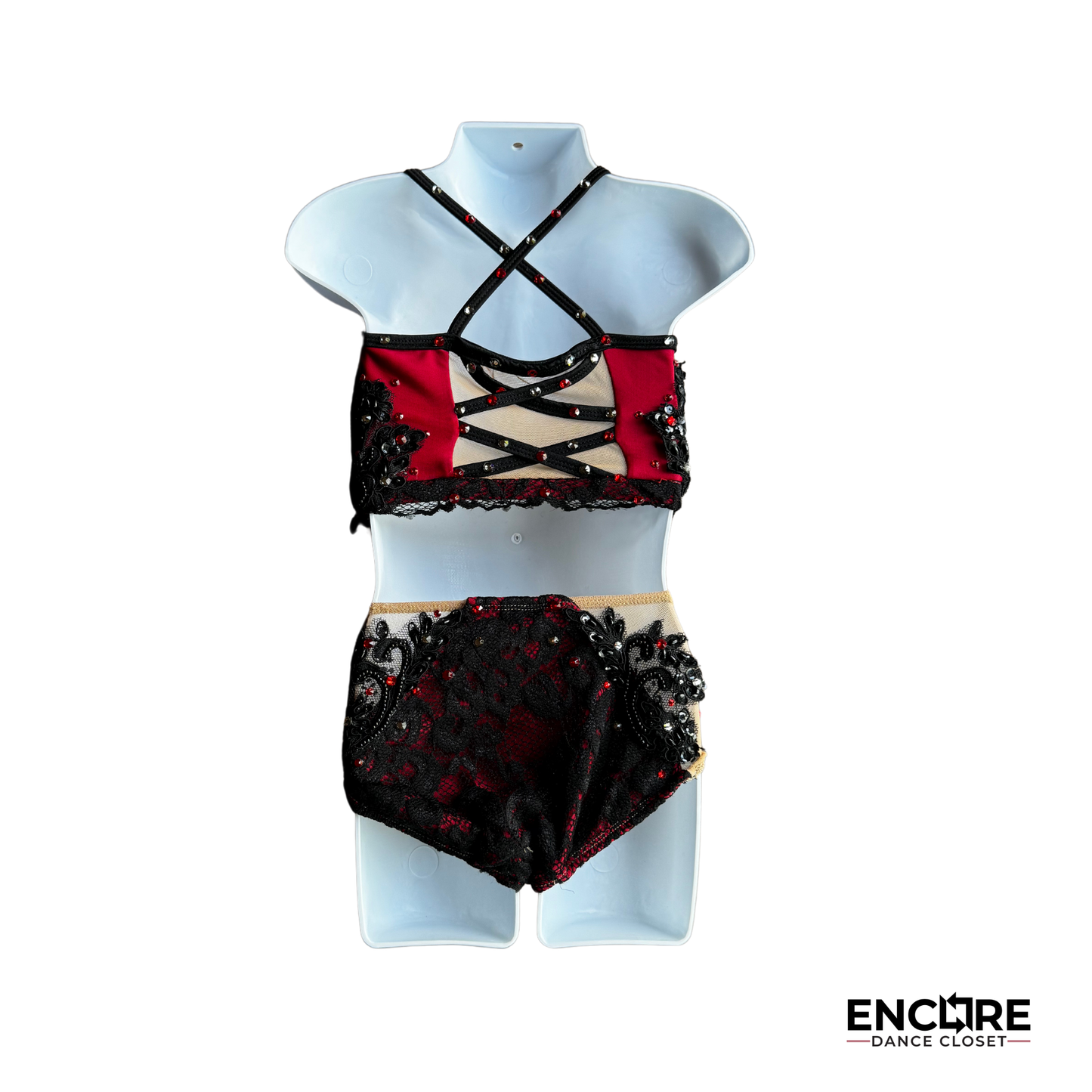 Fiery Flamenco-Inspired Two-Piece with Detachable Skirt