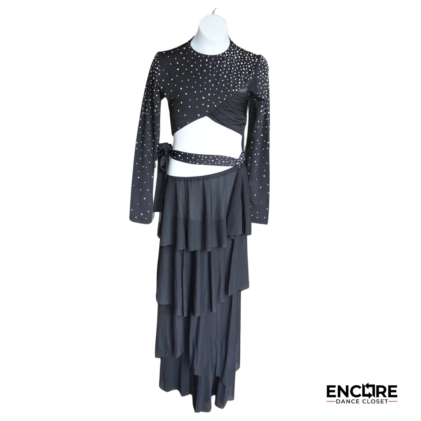 Glimmering Black Mesh Layered Pant and Top  two piece