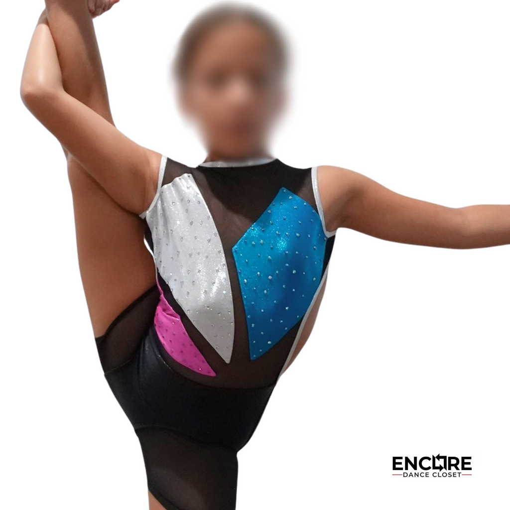 Edgy Metallic Biketard with Rhinestones - Encore Dance Closet