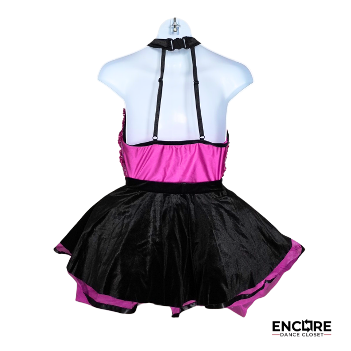 Pink Sequin Halter Jazz Costume with Black Tutu Skirt  dress