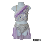 Lavender and Silver Rhinestone Two-Piece Dance Costume  two piece